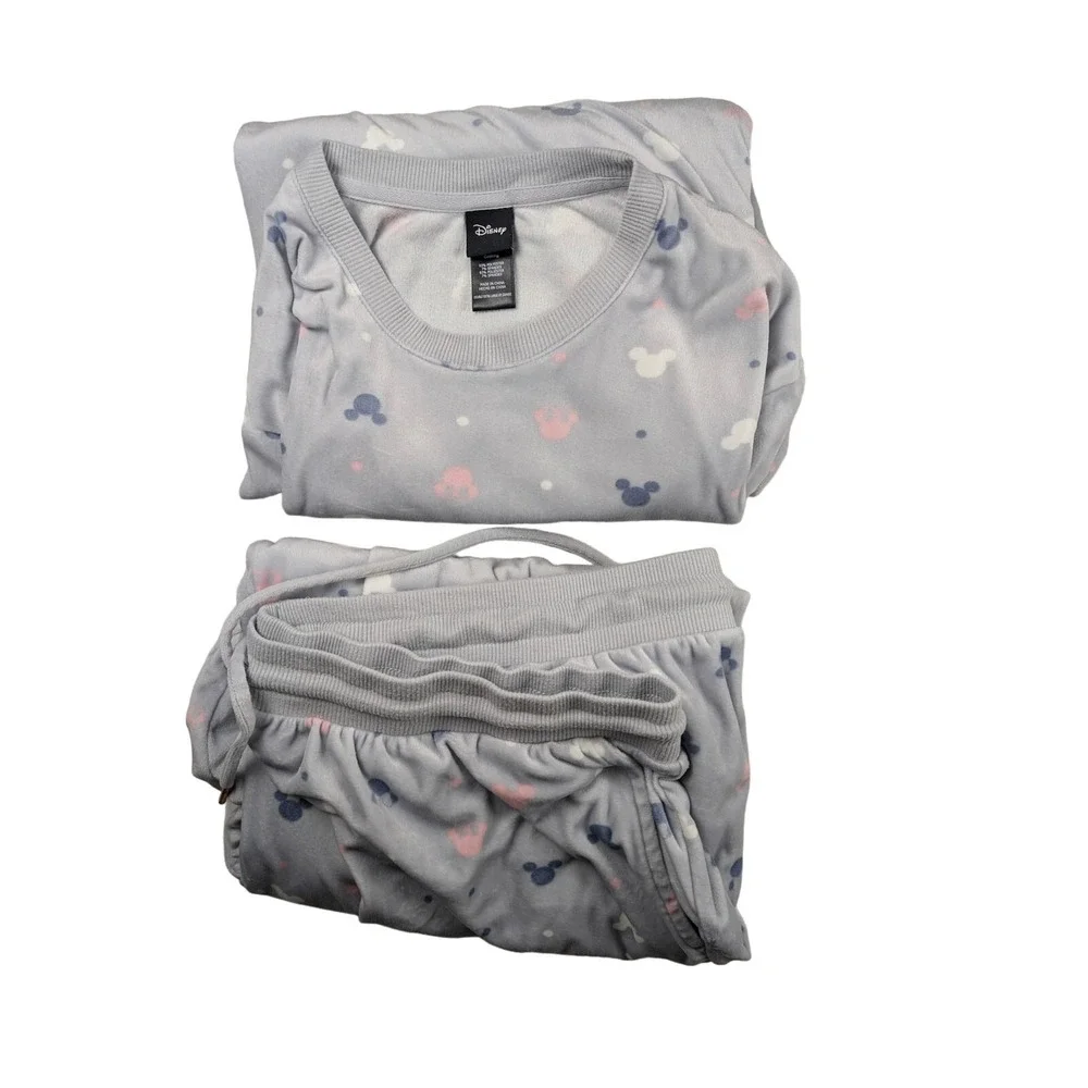 Disney Pajama 2 Piece‎ Set Women's Mickey Silky Stretch Fleece Long Sleeve XXL - Picture 2 of 13